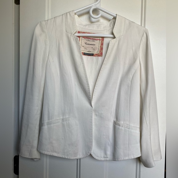 ANTHROPOLOGIE Ivory open front, split back short jacket.  Cartonnier Size 4. - Picture 2 of 6
